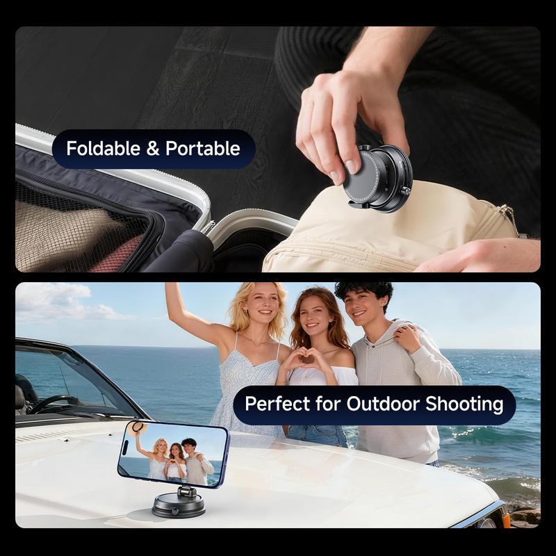 Supporto per Telefono Auto Clip on, Forte Impugnatura Magnetica, Supporto Pieghevole Antiscivolo, Regolabile a 360 °, per la Navigazione Auto e Uso Domestico Funziona con o senza Telefoni Magnetici