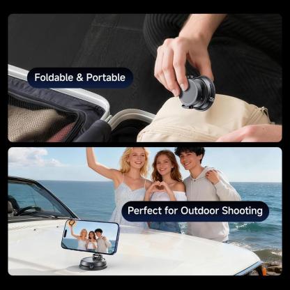 Supporto per Telefono Auto Clip on, Forte Impugnatura Magnetica, Supporto Pieghevole Antiscivolo, Regolabile a 360 °, per la Navigazione Auto e Uso Domestico Funziona con o senza Telefoni Magnetici