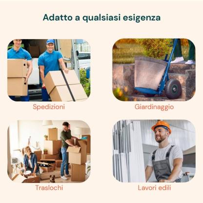 Carrello da Carico Professionale 250 kg in Acciaio - Nero con Ruote Pneumatiche Antiforo