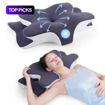 Cuscino cervicale sagomato a doppia faccia, memory foam di supporto con coperta rinfrescante, design a zone e poggiabraccio extra grande per chi dorme di lato, sdraiato sulla pancia o sulla schiena