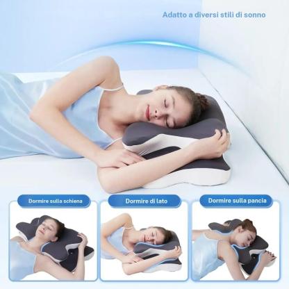 Cuscino cervicale sagomato a doppia faccia, memory foam di supporto con coperta rinfrescante, design a zone e poggiabraccio extra grande per chi dorme di lato, sdraiato sulla pancia o sulla schiena
