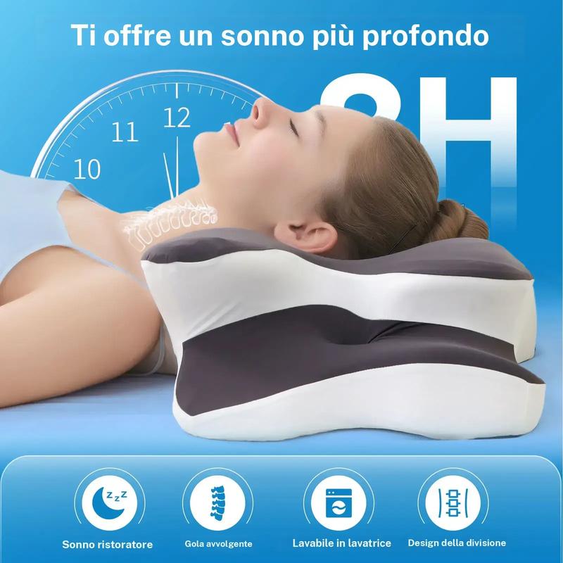 Cuscino cervicale sagomato a doppia faccia, memory foam di supporto con coperta rinfrescante, design a zone e poggiabraccio extra grande per chi dorme di lato, sdraiato sulla pancia o sulla schiena