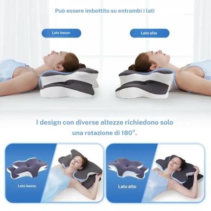 Cuscino cervicale sagomato a doppia faccia, memory foam di supporto con coperta rinfrescante, design a zone e poggiabraccio extra grande per chi dorme di lato, sdraiato sulla pancia o sulla schiena