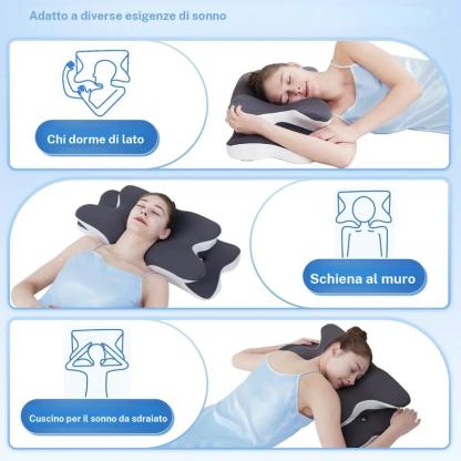 Cuscino cervicale sagomato a doppia faccia, memory foam di supporto con coperta rinfrescante, design a zone e poggiabraccio extra grande per chi dorme di lato, sdraiato sulla pancia o sulla schiena
