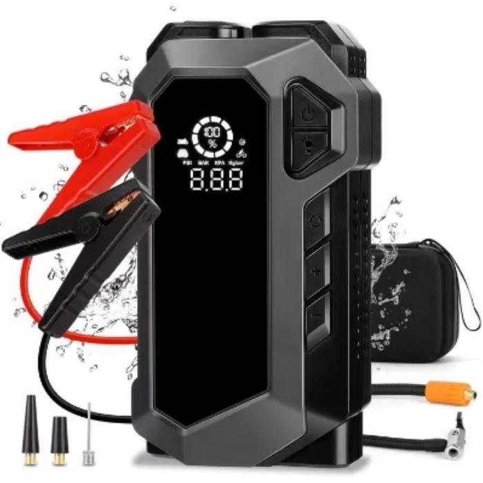 Avviatore di Emergenza con Compressore d'Aria – Starter Batteria 4000A con Inflatore per Pneumatici e Batteria da 20000mAh Kit Di Attrezzi Per Auto Kit Di Sollevatore Per Auto Accessori Auto Veicolo