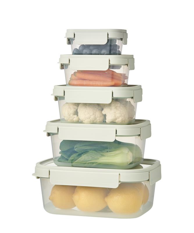 Set 11 Contenitori Rettangolari con Coperchio Ermetico in PP 230-2700 ml per Microonde Frigo e Freezer