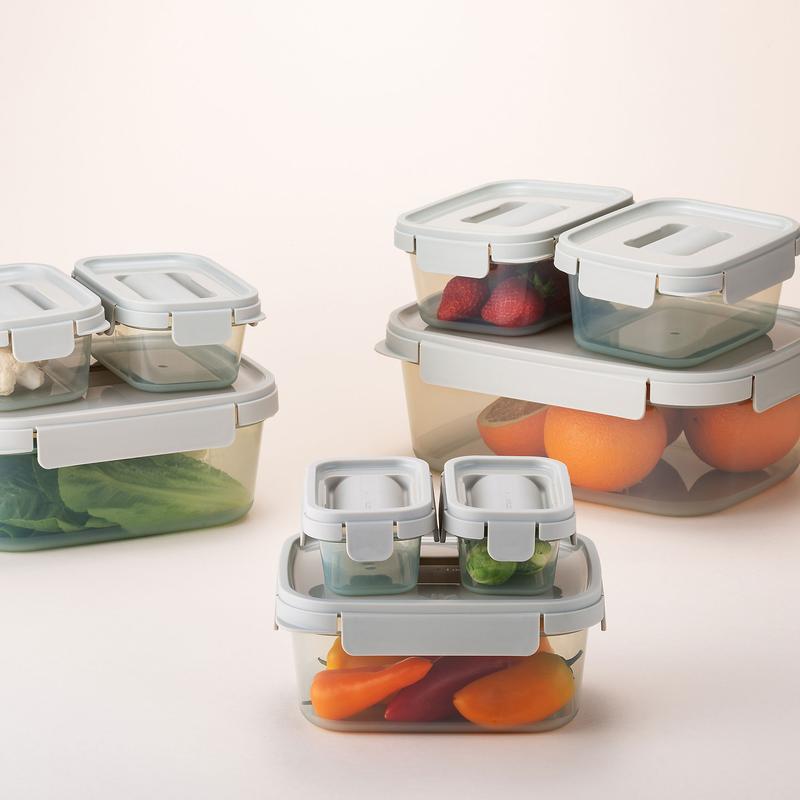 Set 11 Contenitori Rettangolari con Coperchio Ermetico in PP 230-2700 ml per Microonde Frigo e Freezer