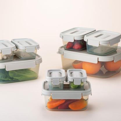 Set 11 Contenitori Rettangolari con Coperchio Ermetico in PP 230-2700 ml per Microonde Frigo e Freezer