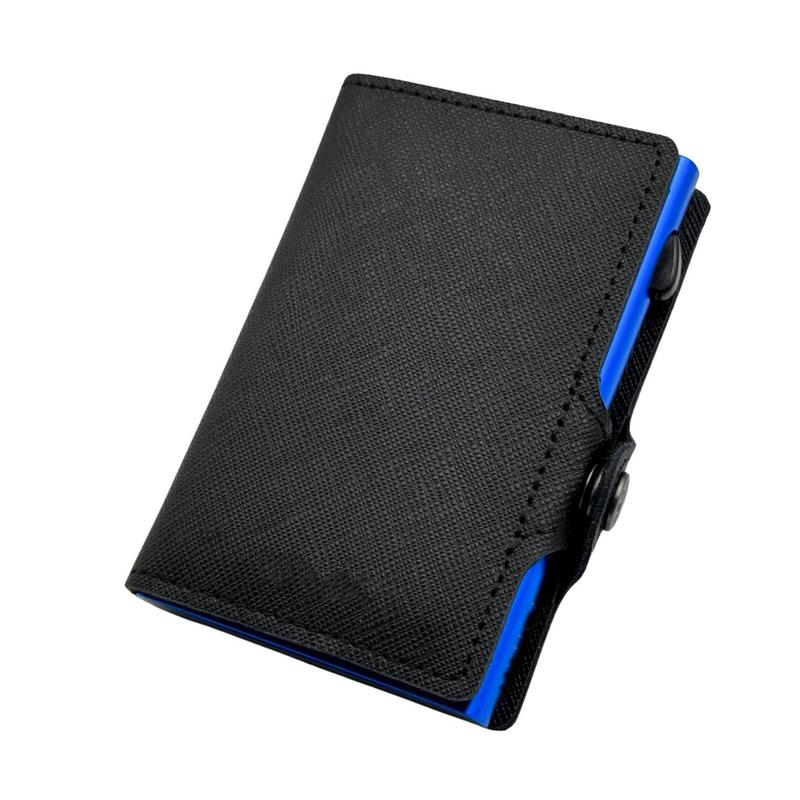 Black ZIP Portafoglio pelle antigraffio con protezione RFID per carte contactless, wallet slim 1,6 cm, carte + contanti + monete. Portacarte 4.0 con BLOCCO MECCANICO e sistema S.O.S
