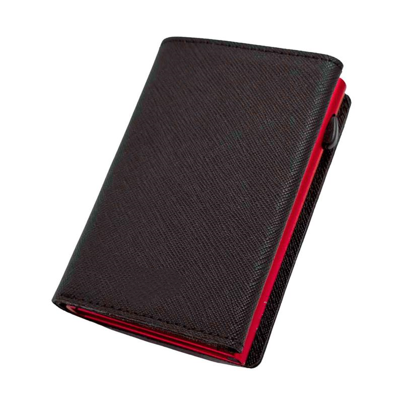 Black ZIP Portafoglio pelle antigraffio con protezione RFID per carte contactless, wallet slim 1,6 cm, carte + contanti + monete. Portacarte 4.0 con BLOCCO MECCANICO e sistema S.O.S