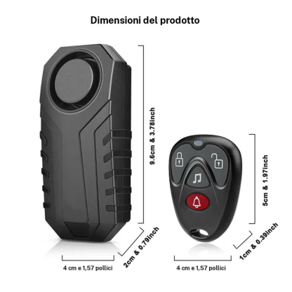 Allarme per bicicletta impermeabile con telecomando wireless, allarme di sicurezza anti‑furto da 110 dB per moto, scooter e bicicletta, sistema di allarme di protezione per veicoli