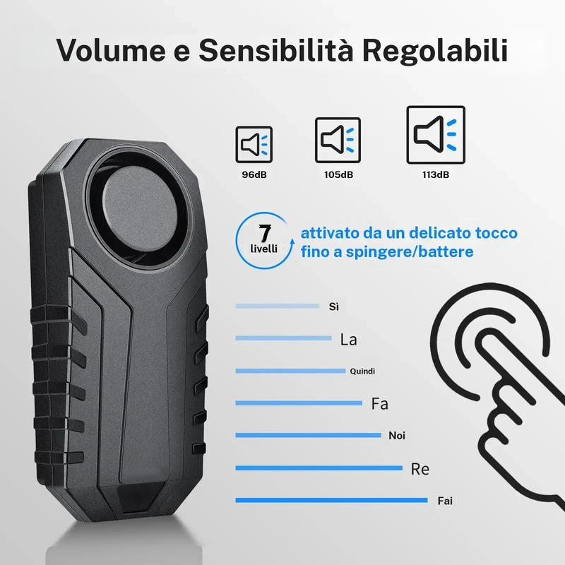 Allarme per bicicletta impermeabile con telecomando wireless, allarme di sicurezza anti‑furto da 110 dB per moto, scooter e bicicletta, sistema di allarme di protezione per veicoli