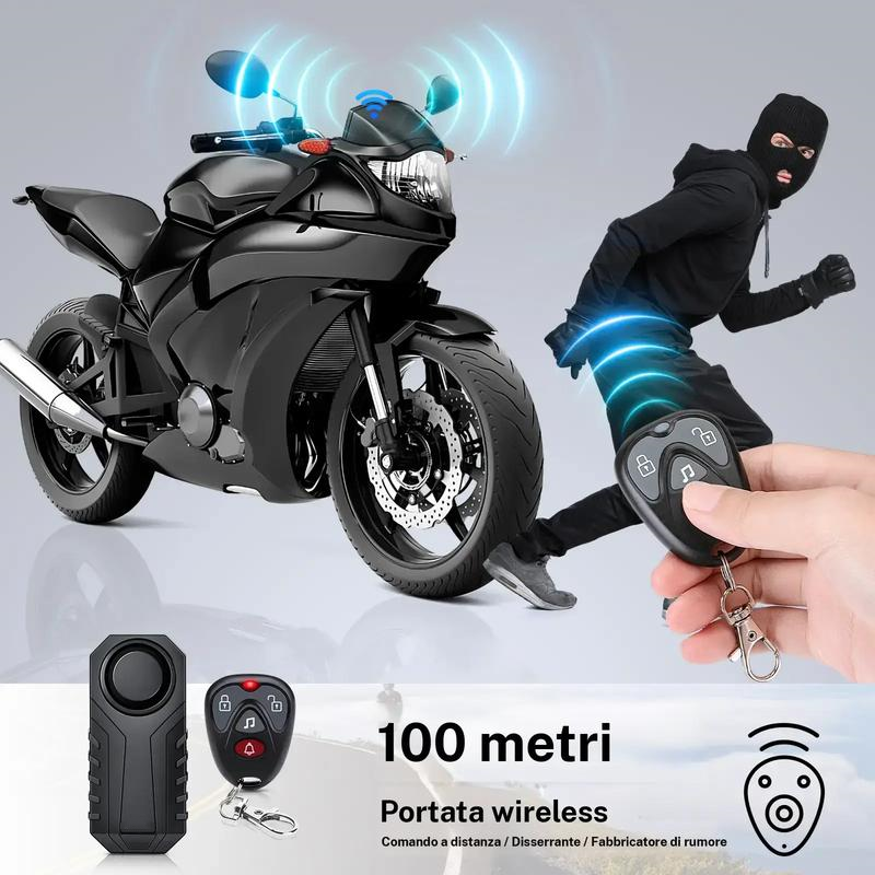 Allarme per bicicletta impermeabile con telecomando wireless, allarme di sicurezza anti‑furto da 110 dB per moto, scooter e bicicletta, sistema di allarme di protezione per veicoli