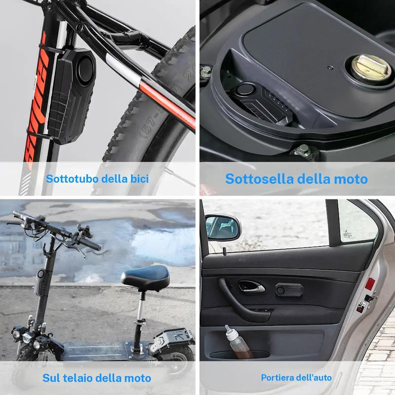 Allarme per bicicletta impermeabile con telecomando wireless, allarme di sicurezza anti‑furto da 110 dB per moto, scooter e bicicletta, sistema di allarme di protezione per veicoli