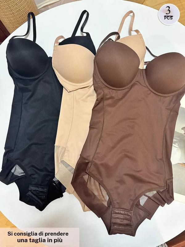 Set di body da donna sexy con patchwork effetto snellente, spalline regolabili, lunghezza normale, taglie XS–XXL, adatto a tutte le stagioni, confezione da 3 pezzi