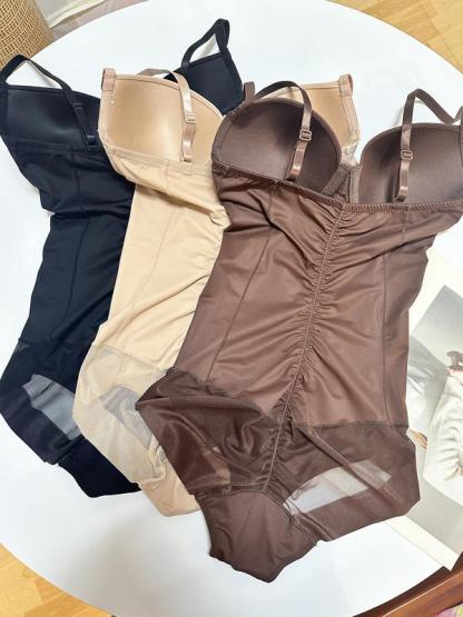 Set di body da donna sexy con patchwork effetto snellente, spalline regolabili, lunghezza normale, taglie XS–XXL, adatto a tutte le stagioni, confezione da 3 pezzi