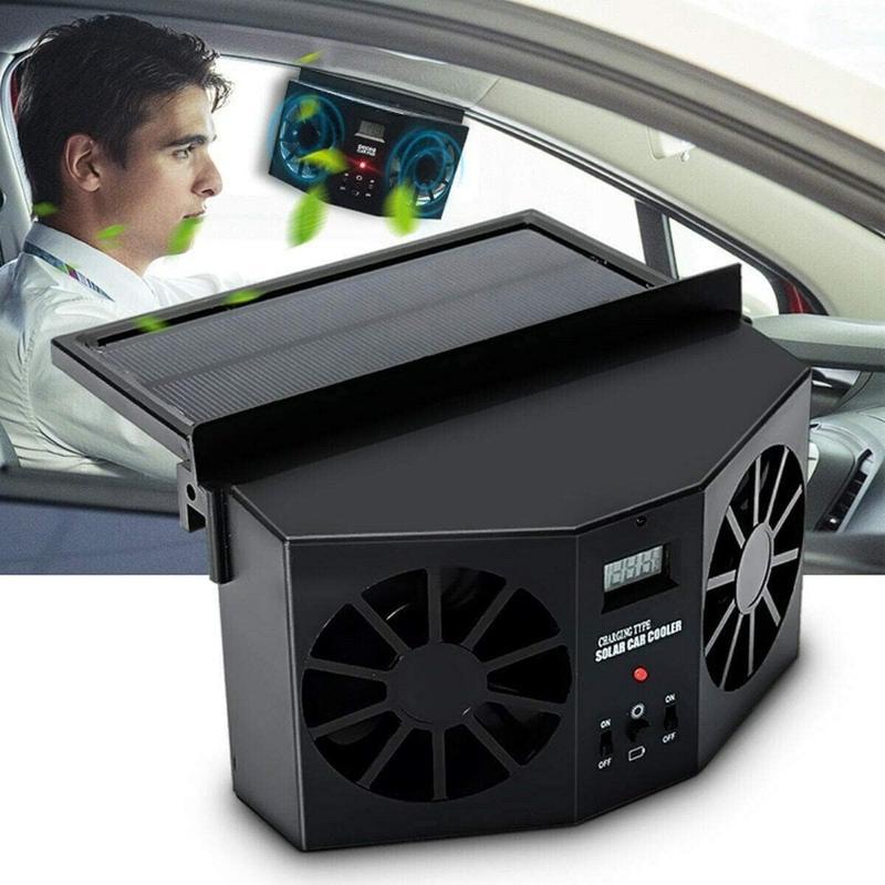Ventilatore per finestra dell’auto a energia solare – Ventilatore a risparmio energetico con funzione di purificatore d’aria e radiatore, ventilatore USB per finestrini anteriore/posteriore, riduce il calo
