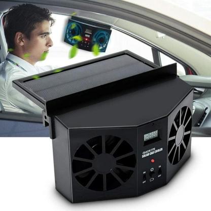 Ventilatore per finestra dell’auto a energia solare – Ventilatore a risparmio energetico con funzione di purificatore d’aria e radiatore, ventilatore USB per finestrini anteriore/posteriore, riduce il calo