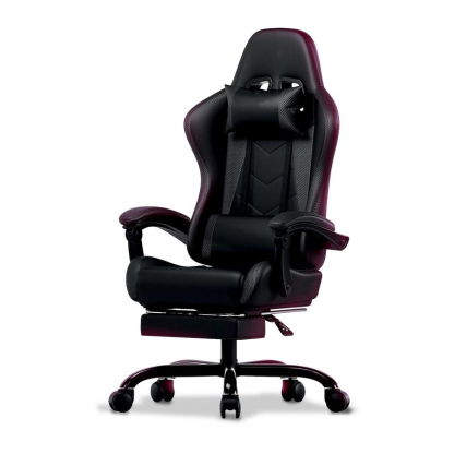 Sedia Gaming Reclinabile con Poggiapiedi Estraibile ,Cuscino Lombare e Poggiatesta