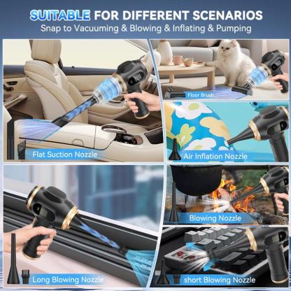 Aspirapolvere Portatile Cordless per Auto, Potente Aspirapolvere Portatile 6 in 1 con Display Intelligente e Accessori Multi Pulizia per Auto, Casa, Ufficio, Animale Domestico Aspirapolvere Portatile Cordless ad Alta Potenza