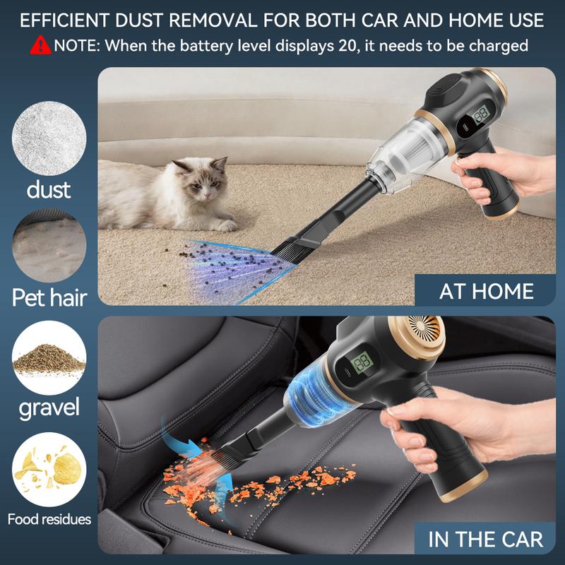 Aspirapolvere Portatile Cordless per Auto, Potente Aspirapolvere Portatile 6 in 1 con Display Intelligente e Accessori Multi Pulizia per Auto, Casa, Ufficio, Animale Domestico Aspirapolvere Portatile Cordless ad Alta Potenza