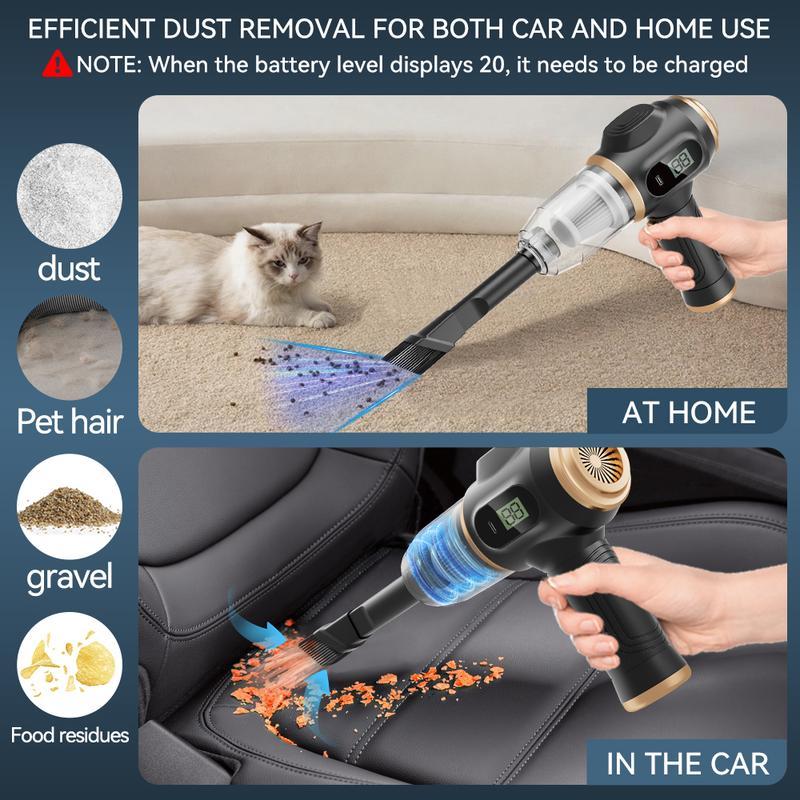 Aspirapolvere Portatile Cordless per Auto, Potente Aspirapolvere Portatile 6 in 1 con Display Intelligente e Accessori Multi Pulizia per Auto, Casa, Ufficio, Animale Domestico Aspirapolvere Portatile Cordless ad Alta Potenza