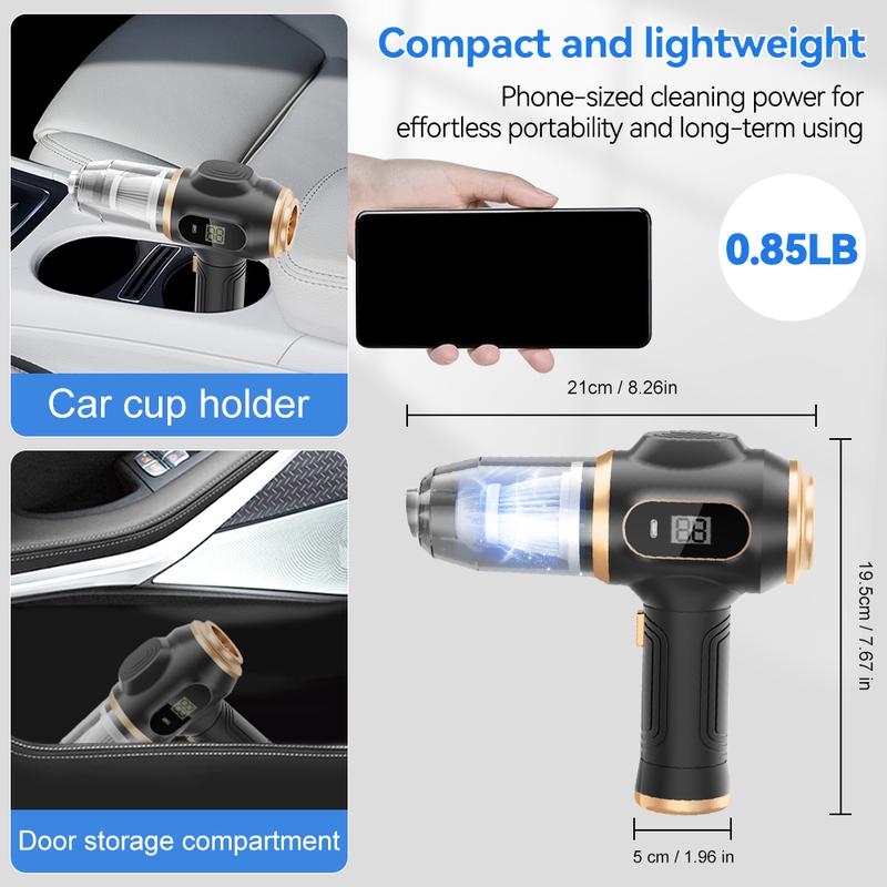 Aspirapolvere Portatile Cordless per Auto, Potente Aspirapolvere Portatile 6 in 1 con Display Intelligente e Accessori Multi Pulizia per Auto, Casa, Ufficio, Animale Domestico Aspirapolvere Portatile Cordless ad Alta Potenza