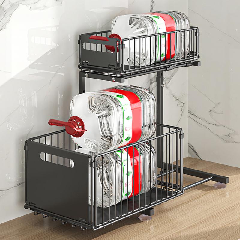 Scaffale da sottolavello a 2 livelli in metallo, organizzatore per mobiletto sotto lavabo/lavello, scaffale per cucina e bagno, armadio organizer da cucina, porta spezie regolabile in altezza