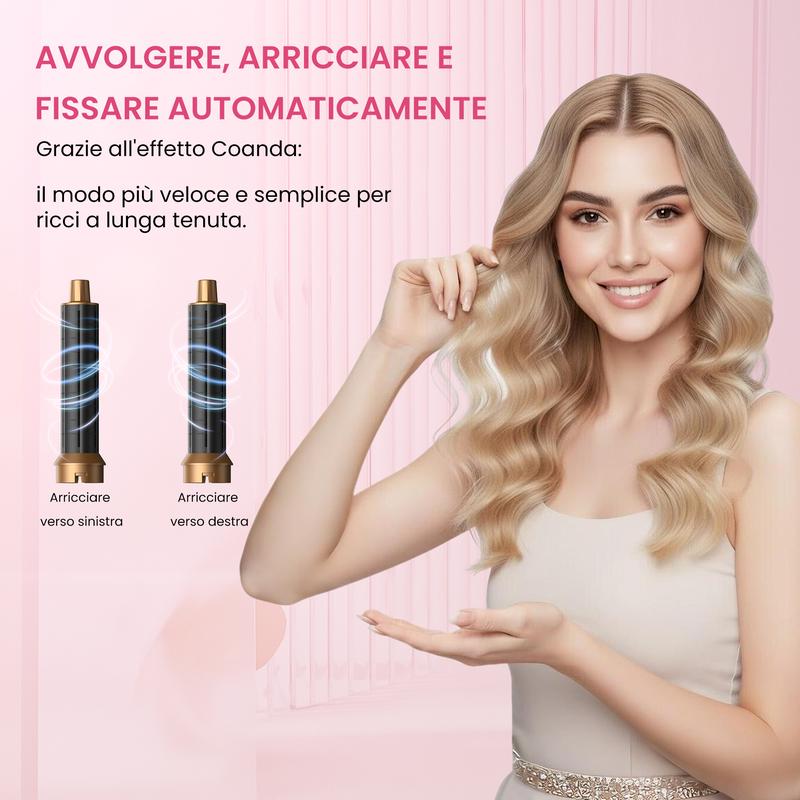  5 in 1, asciugacapelli con ioni negativi, styler magico, spazzole termiche Foehn, spazzola dritta, barra riccia, set di spazzole ad aria calda