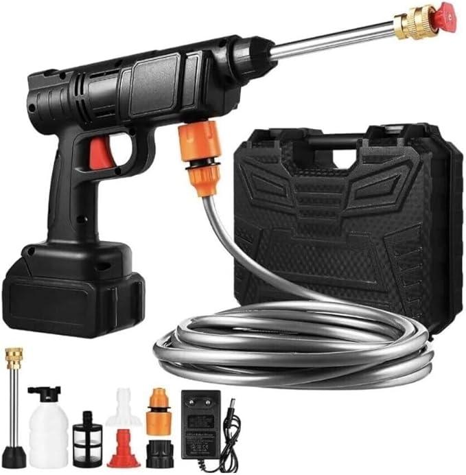 Idropulitrice Portatile a Batteria 48V Senza Fili Alta Pressione con 2 Batterie al Litio Kit Completo Tubo Schiumatore e Valigetta Pulizia Ad Alta Potenza