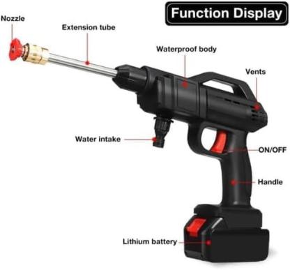 Idropulitrice Portatile a Batteria 48V Senza Fili Alta Pressione con 2 Batterie al Litio Kit Completo Tubo Schiumatore e Valigetta Pulizia Ad Alta Potenza