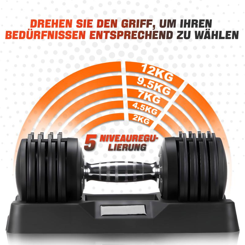 manubrio regolabili 5 in 1 con regolazione rapida a una mano, blocco rapido, pesi liberi con impugnatura antiscivolo, rivestimento premium in TPU per home gym e allenamento completo
