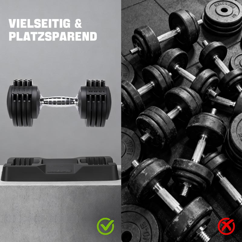 manubrio regolabili 5 in 1 con regolazione rapida a una mano, blocco rapido, pesi liberi con impugnatura antiscivolo, rivestimento premium in TPU per home gym e allenamento completo
