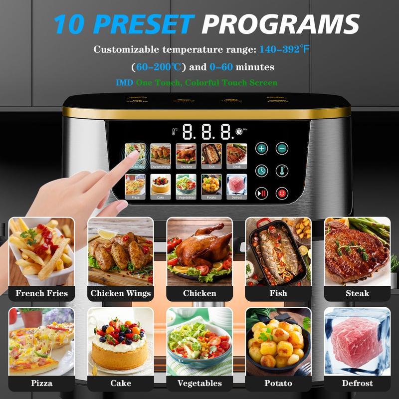Friggitrice ad Aria da 15 Camera di Cottura Litri Digitale 1400W con Finestra – Cucinare Sano Senza Olio con Menù avanzato