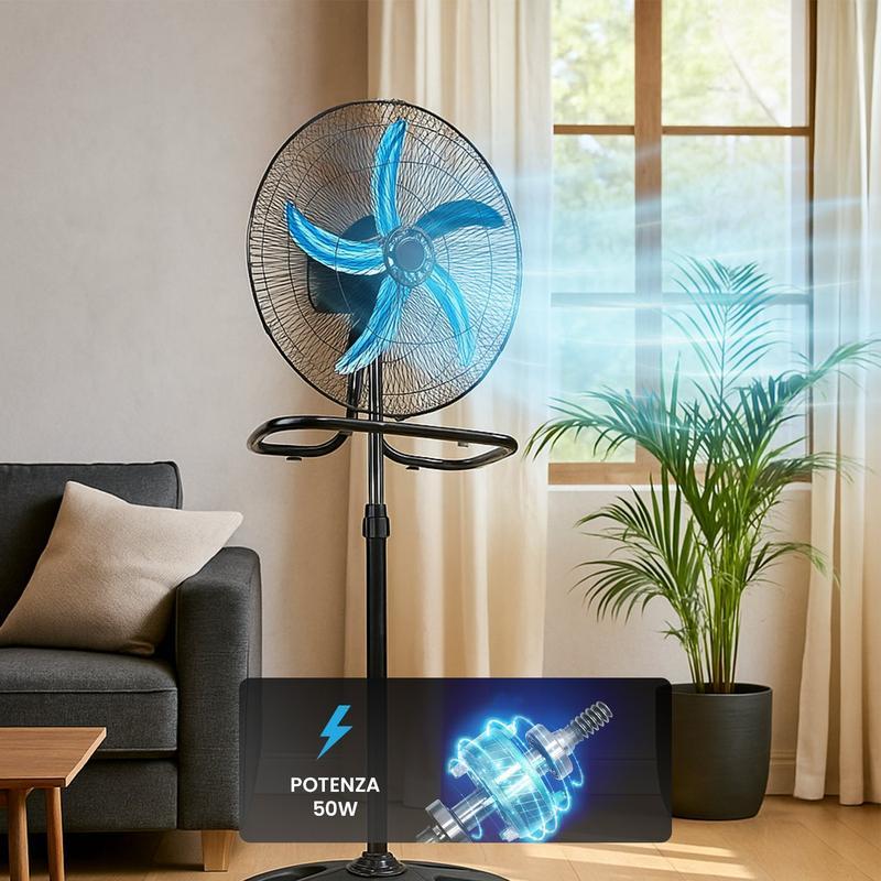 Ventilatore 50W 3 in 1 da Parete, Tavolo e Piantana con Pale 50 cm in Metallo