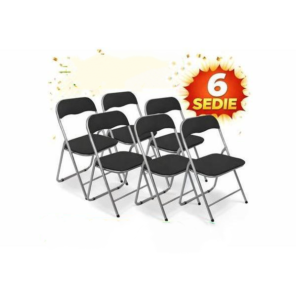 SET 6 SEDIE PIEGHEVOLI SALVASPAZIO IMBOTTITE Vari Colori