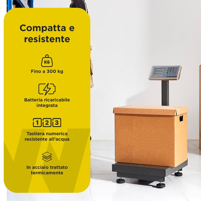 Bilancia Elettronica Richiudibile 300kg con Prezzo, Peso e Funzione di Accumulo