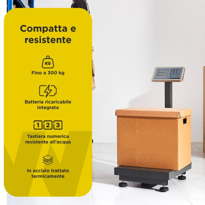 Bilancia Elettronica Richiudibile 300kg con Prezzo, Peso e Funzione di Accumulo