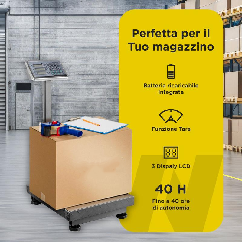 Bilancia Elettronica Richiudibile 300kg con Prezzo, Peso e Funzione di Accumulo