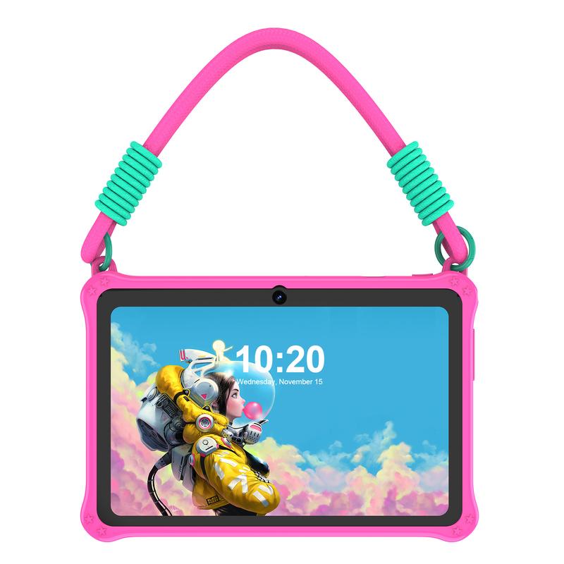 Tablet educativo per bambini da 7" con schermo IPS 1024×600, processore quad‑core , 4 GB di RAM e 32 GB di archiviazione, controlli genitoriali integrati, batteria da 3500 mAh, Android 15