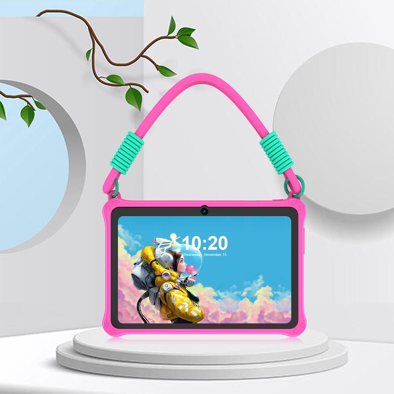 Tablet educativo per bambini da 7" con schermo IPS 1024×600, processore quad‑core , 4 GB di RAM e 32 GB di archiviazione, controlli genitoriali integrati, batteria da 3500 mAh, Android 15