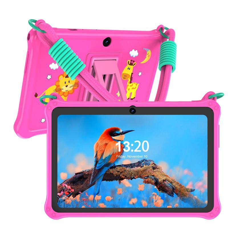 Tablet educativo per bambini da 7" con schermo IPS 1024×600, processore quad‑core , 4 GB di RAM e 32 GB di archiviazione, controlli genitoriali integrati, batteria da 3500 mAh, Android 15
