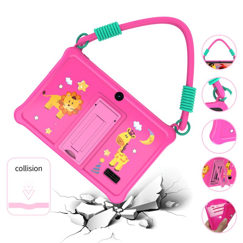 Tablet educativo per bambini da 7" con schermo IPS 1024×600, processore quad‑core , 4 GB di RAM e 32 GB di archiviazione, controlli genitoriali integrati, batteria da 3500 mAh, Android 15