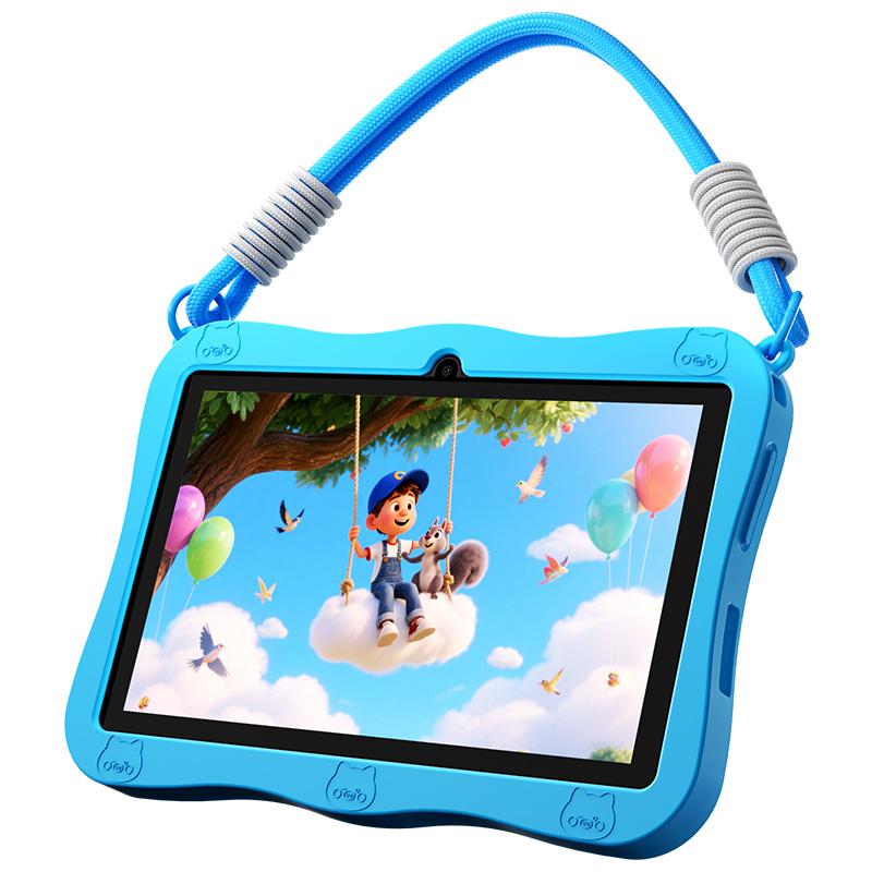 Tablet educativo per bambini da 7" con schermo IPS 1024×600, processore quad‑core , 4 GB di RAM e 32 GB di archiviazione, controlli genitoriali integrati, batteria da 3500 mAh, Android 15