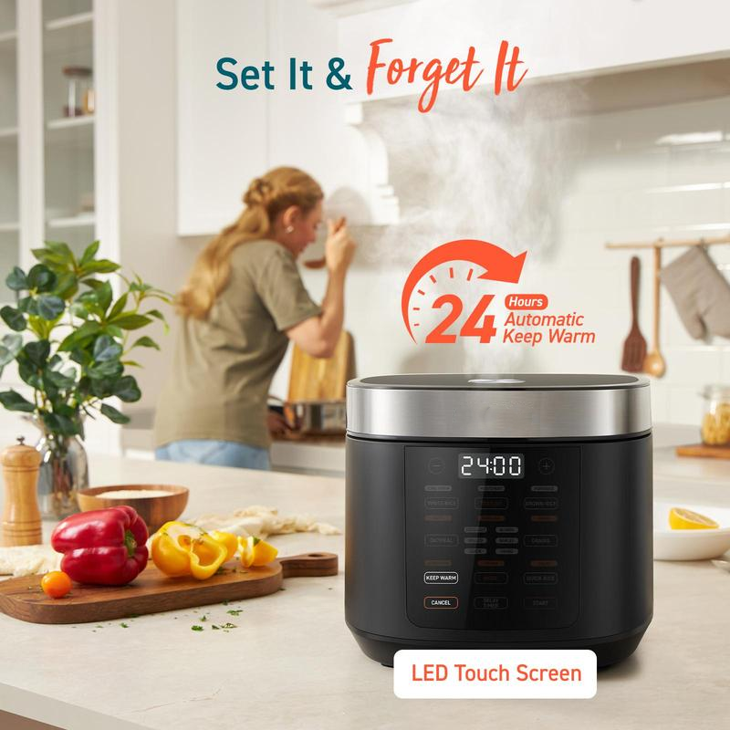 Set combinato composto da pentola a pressione 9-in-1 da 6 quart (circa 5,7 litri) e cuociriso multifunzione 18-in-1 da 5 quart (circa 4,7 litri); elettrodomestico multifunzione con funzioni di rosolatura, cottura lenta, cottura a vapore, sterilizzazione e