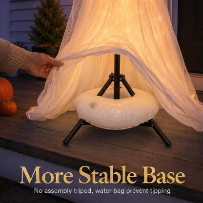 Set da 2 fantasmi luminosi di Halloween (altezza 1,5 m): decorazioni resistenti al vento per interni ed esterni, complete di luci a stringa, sacche d'acqua e cappelli; ideali per portico, giardino e feste.