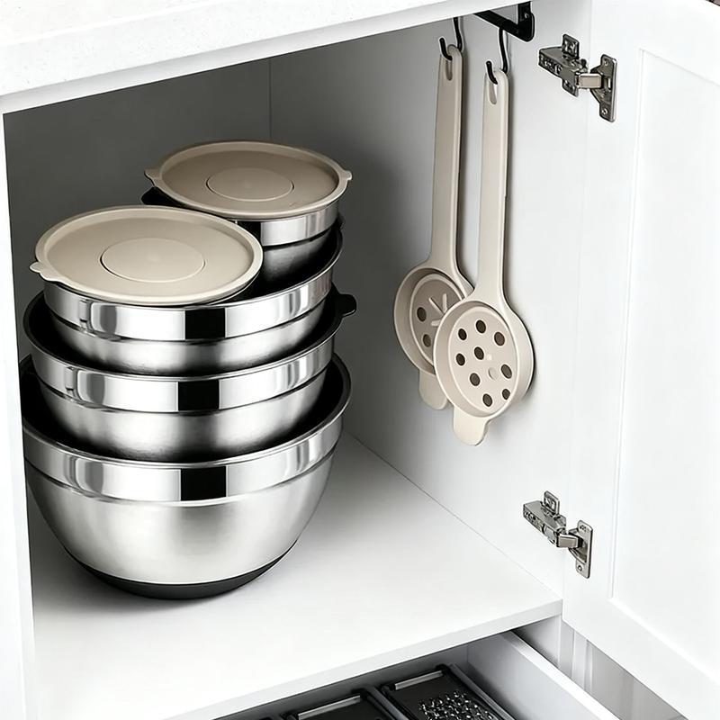Set di ciotole da miscelazione in acciaio inox 26 pezzi con coperchi ermetici & accessorio per pelapatate, fondo antiscivolo, 5QT-1.5QT per miscelare & servire, senza BPA, lavabile in lavastoviglie, per la cucina