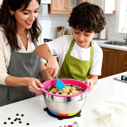 Set di ciotole da miscelazione in acciaio inox 26 pezzi con coperchi ermetici & accessorio per pelapatate, fondo antiscivolo, 5QT-1.5QT per miscelare & servire, senza BPA, lavabile in lavastoviglie, per la cucina