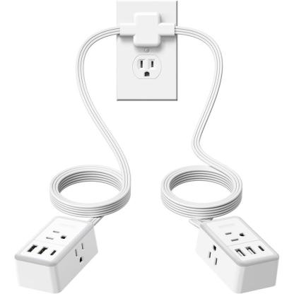 Splitter per doppia prolunga da 12/18 piedi, con doppia prolunga da 6 piedi su ciascun lato e 3 prese di corrente, doppia prolunga per casa, ufficio e dormitorio.