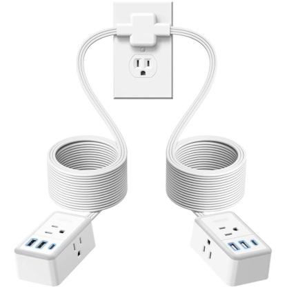 Splitter per doppia prolunga da 12/18 piedi, con doppia prolunga da 6 piedi su ciascun lato e 3 prese di corrente, doppia prolunga per casa, ufficio e dormitorio.